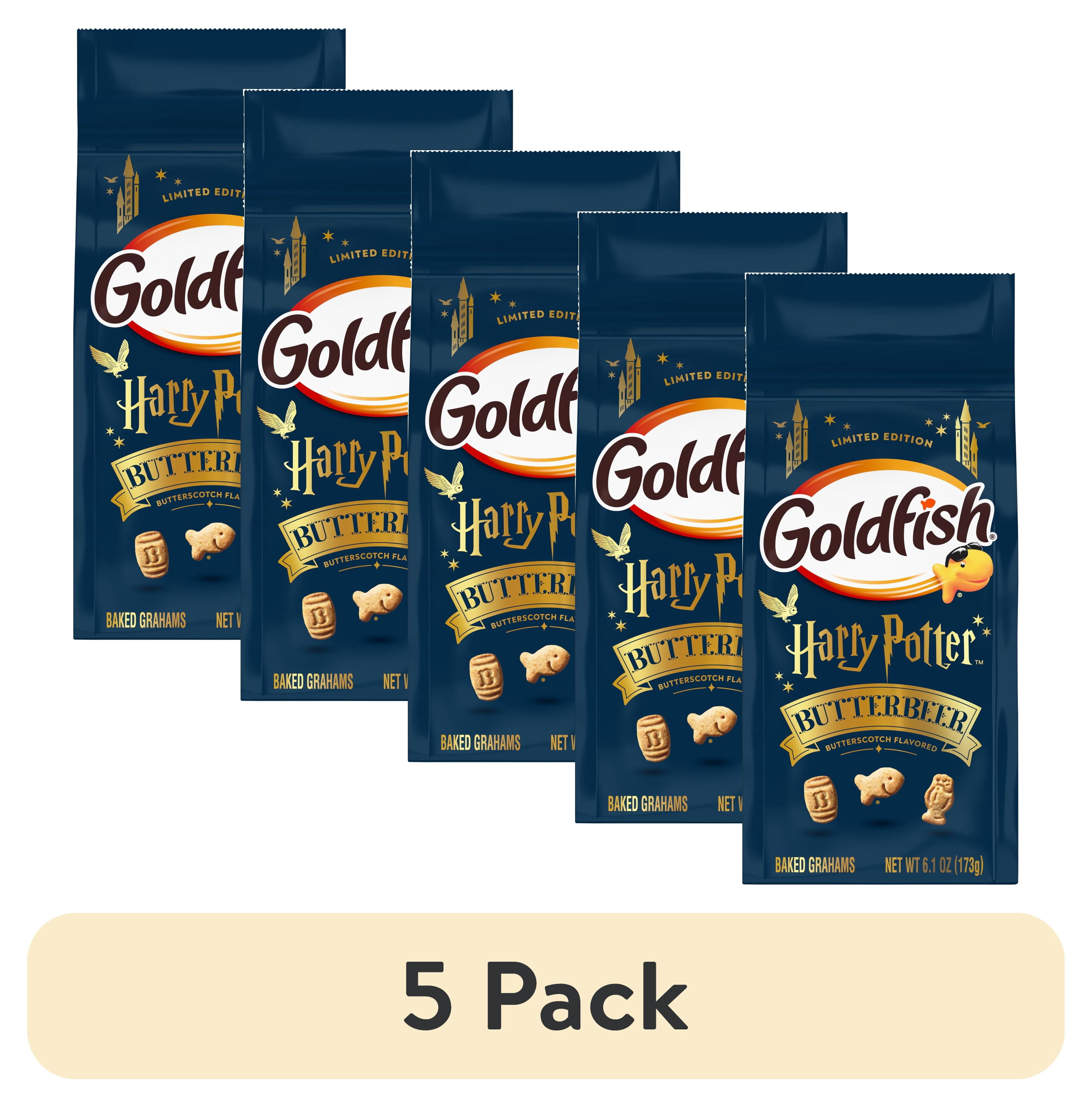 (5 pack) Goldfish Harry Potter Butterbeer Butterscotch Flavored Baked Grahams, 6.1 oz Bag