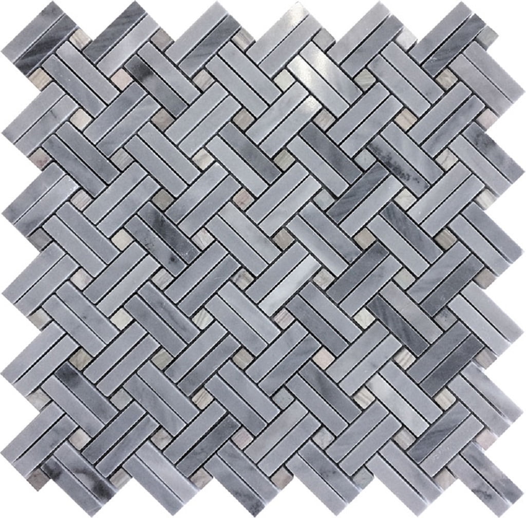 11.2" x 11.5" Gray Polished Marble Mosaic Tile Sheet