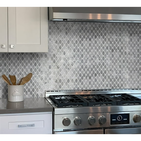 5 pack Gray 11.8 in. x 12.4 in. Octagon Polished Marble Mosaic Floor and Wall Tile (5.08 sq. ft./Case)