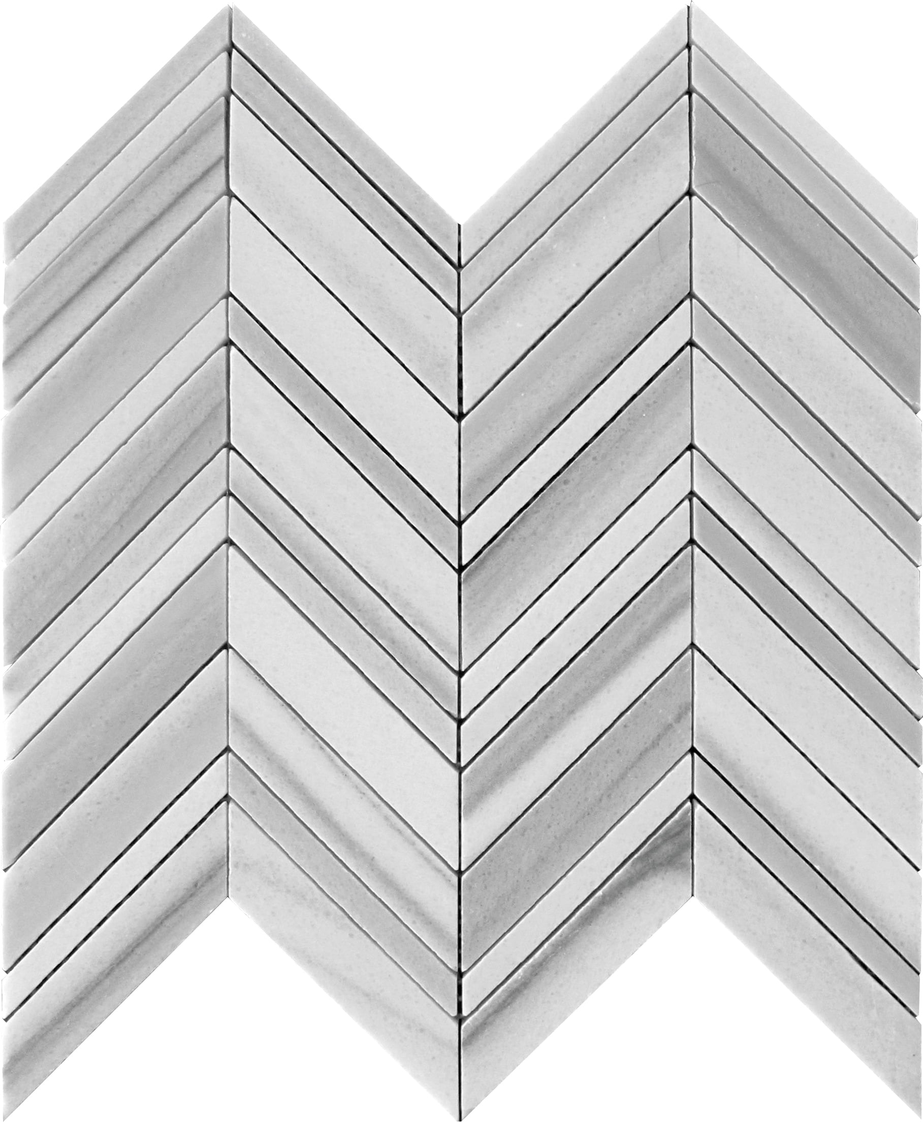 12" x 12" Gray and White Polished Marble Chevron Tile