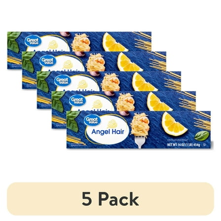 (5 pack) Great Value Angel Hair, 16 oz, Shelf Stable
