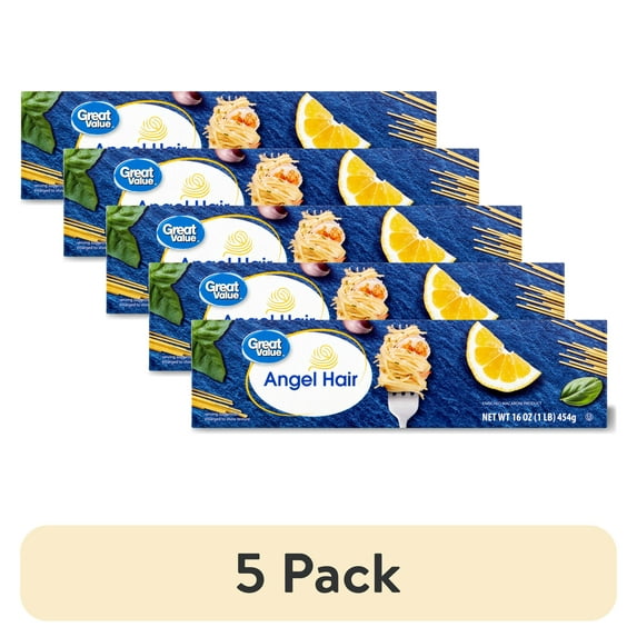 (5 pack) Great Value Angel Hair, 16 oz, Shelf Stable