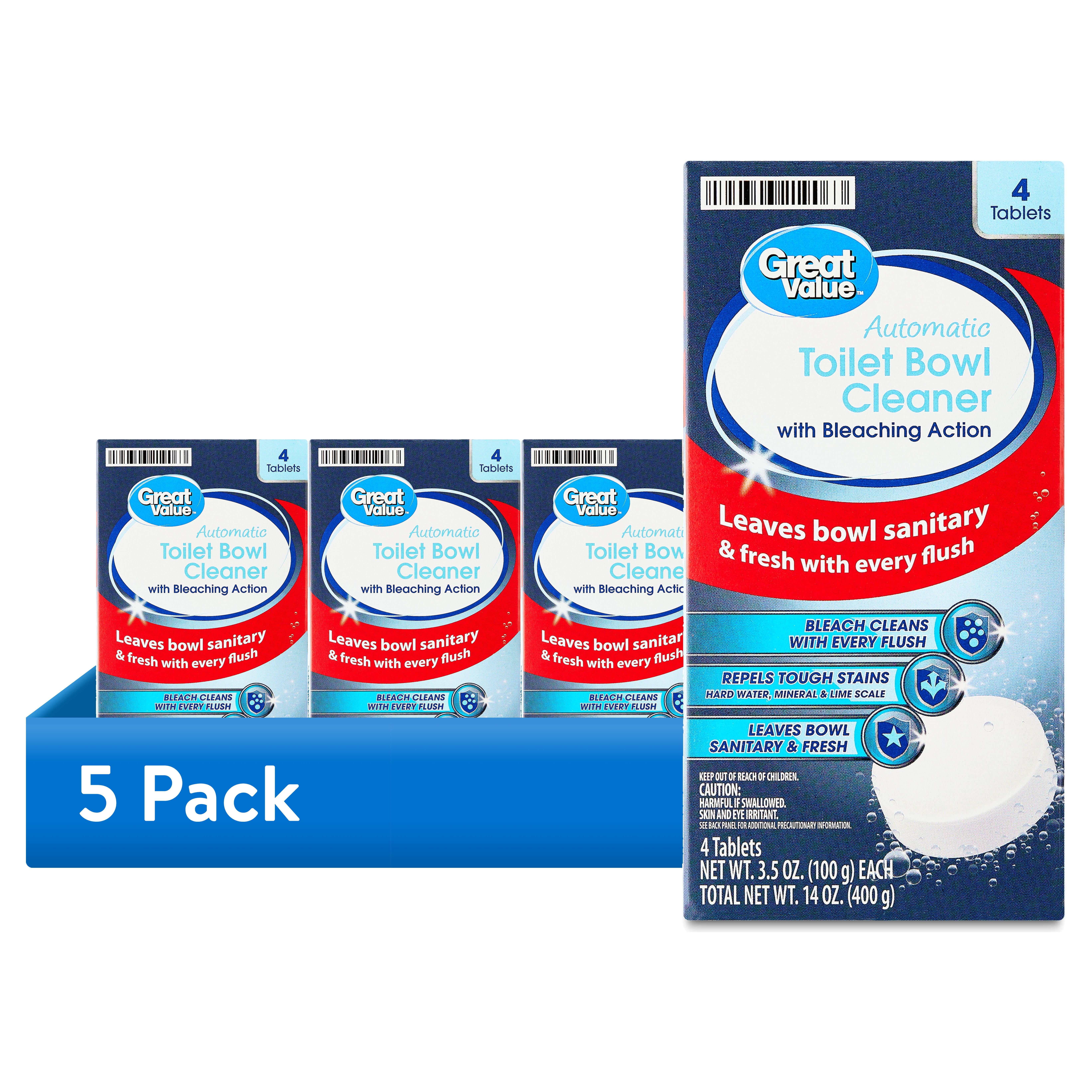 (5 pack) Great Value Automatic Toilet Bowl Cleaner Tablets with Bleaching Action, 3.5 oz, 4 Count - Walmart.com