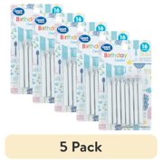 (5 pack) Great Value Birthday Candles, Silver, 16 Count