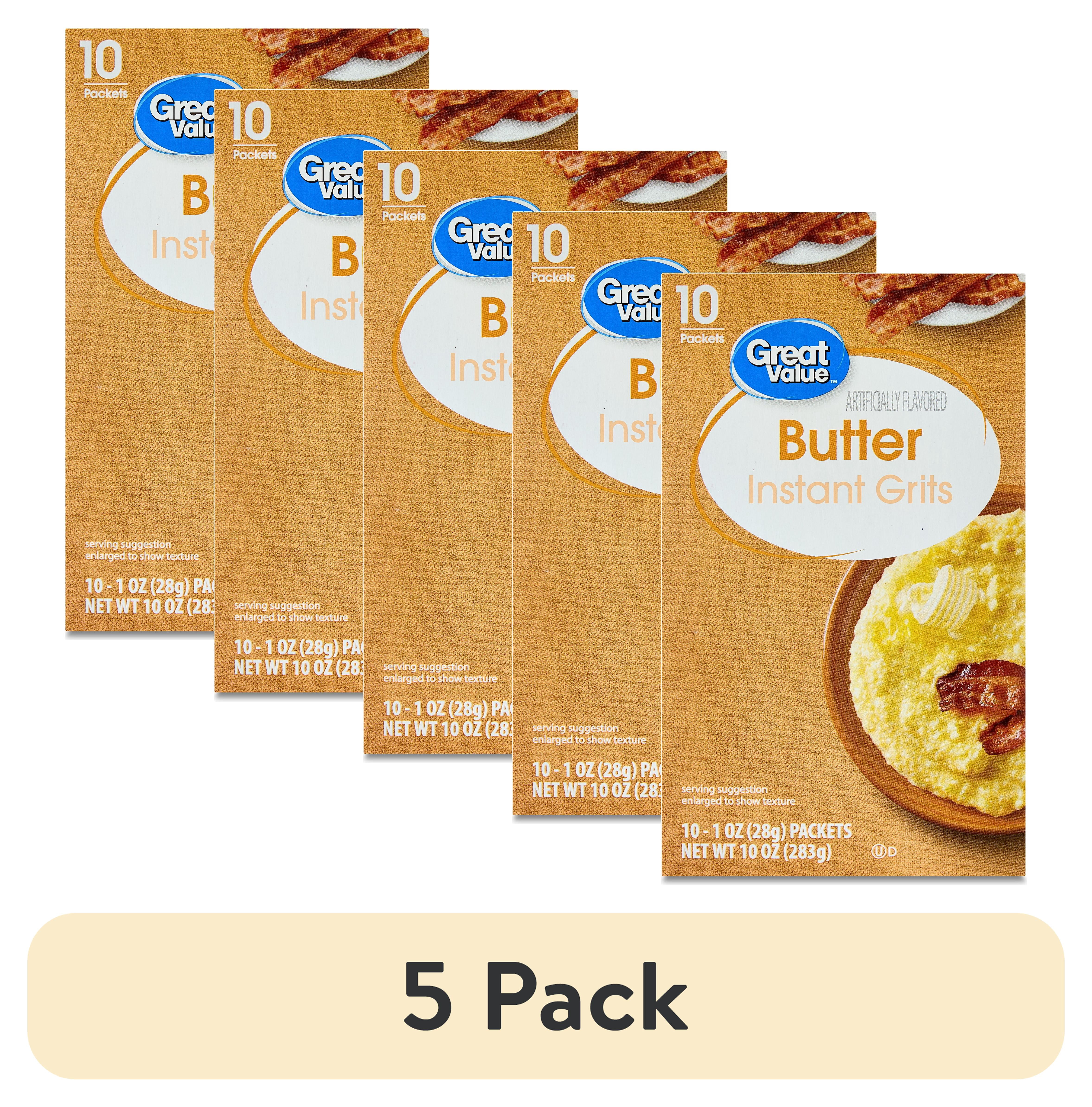 (5 pack) Great Value Butter Instant Grits, 1 oz, 10 Count