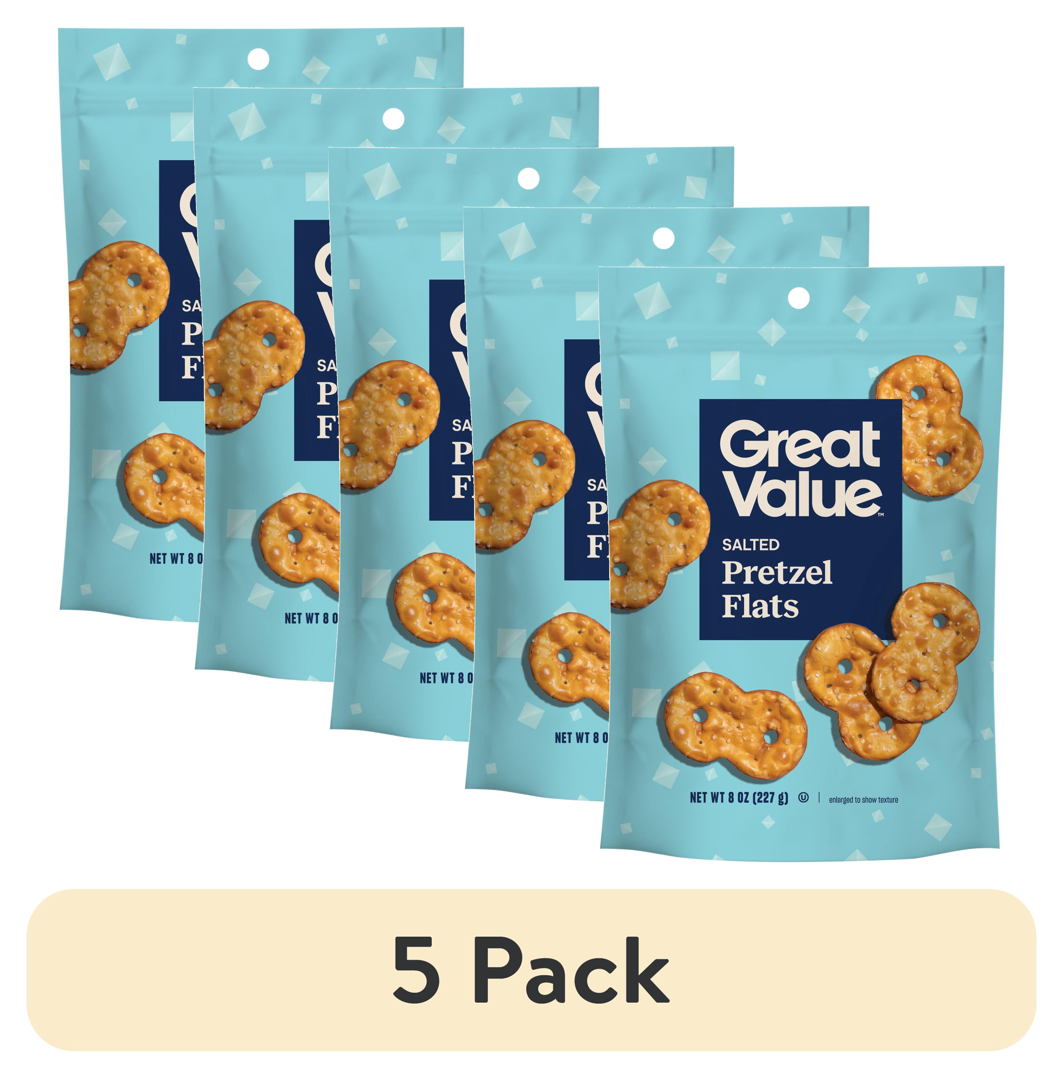 (5 pack) Great Value Classic Salted Original Pretzel Flats, 8 oz