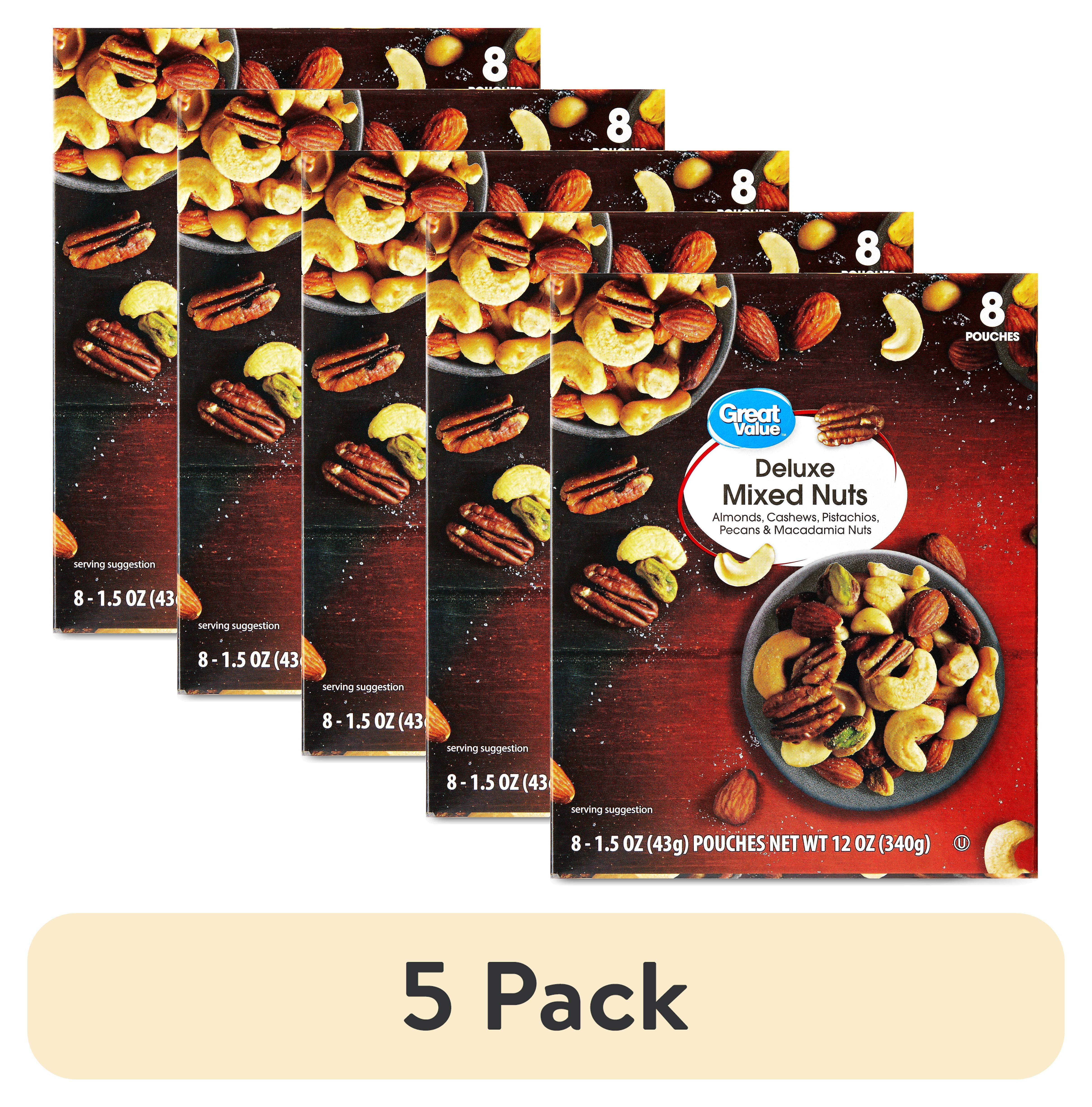 5 pack) Great Value Deluxe Mixed Nuts, 1.5 oz, 8 Count - Walmart.com