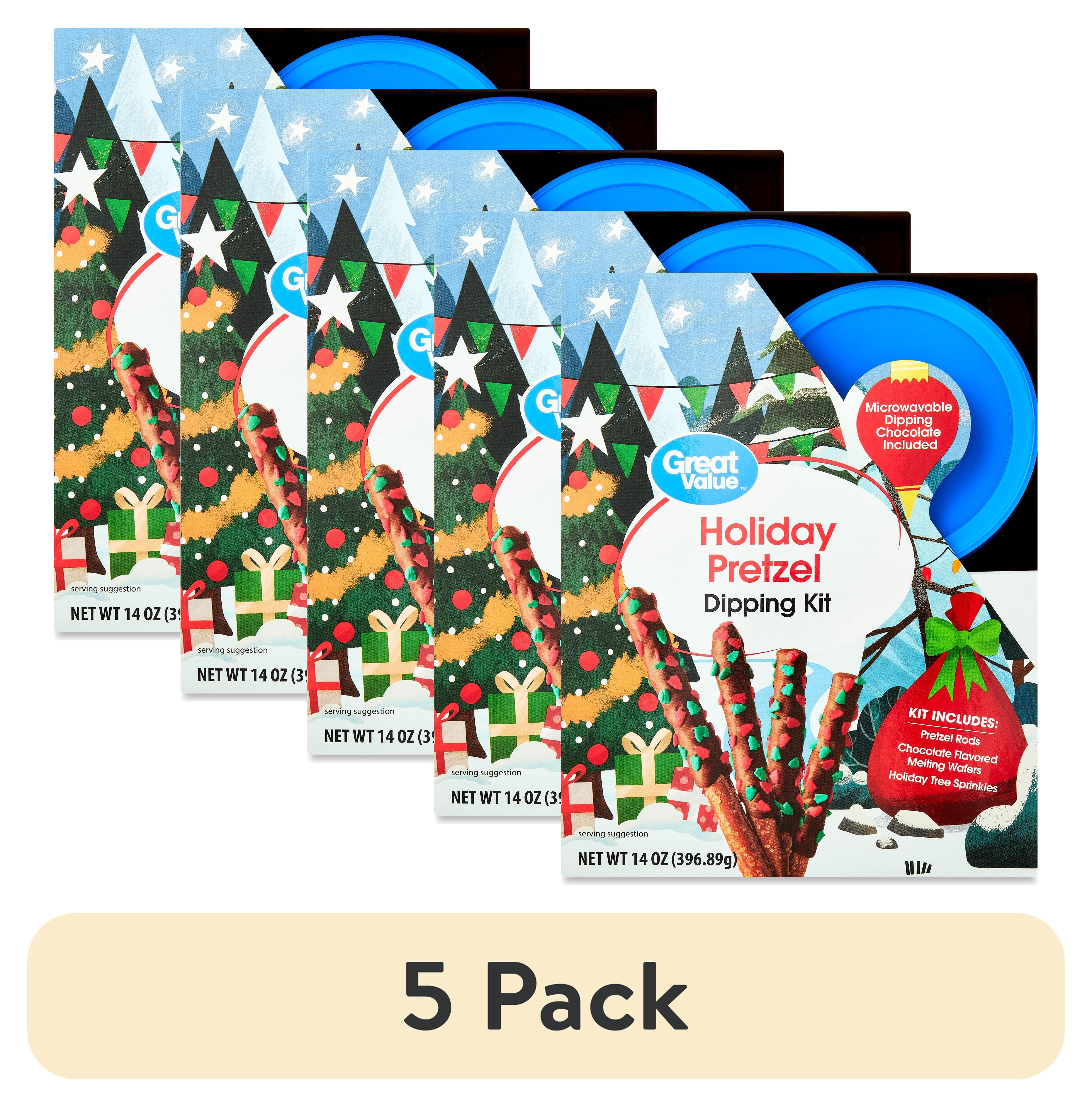 (5 pack) Great Value Holiday Pretzel Dipping Kit, 14 oz
