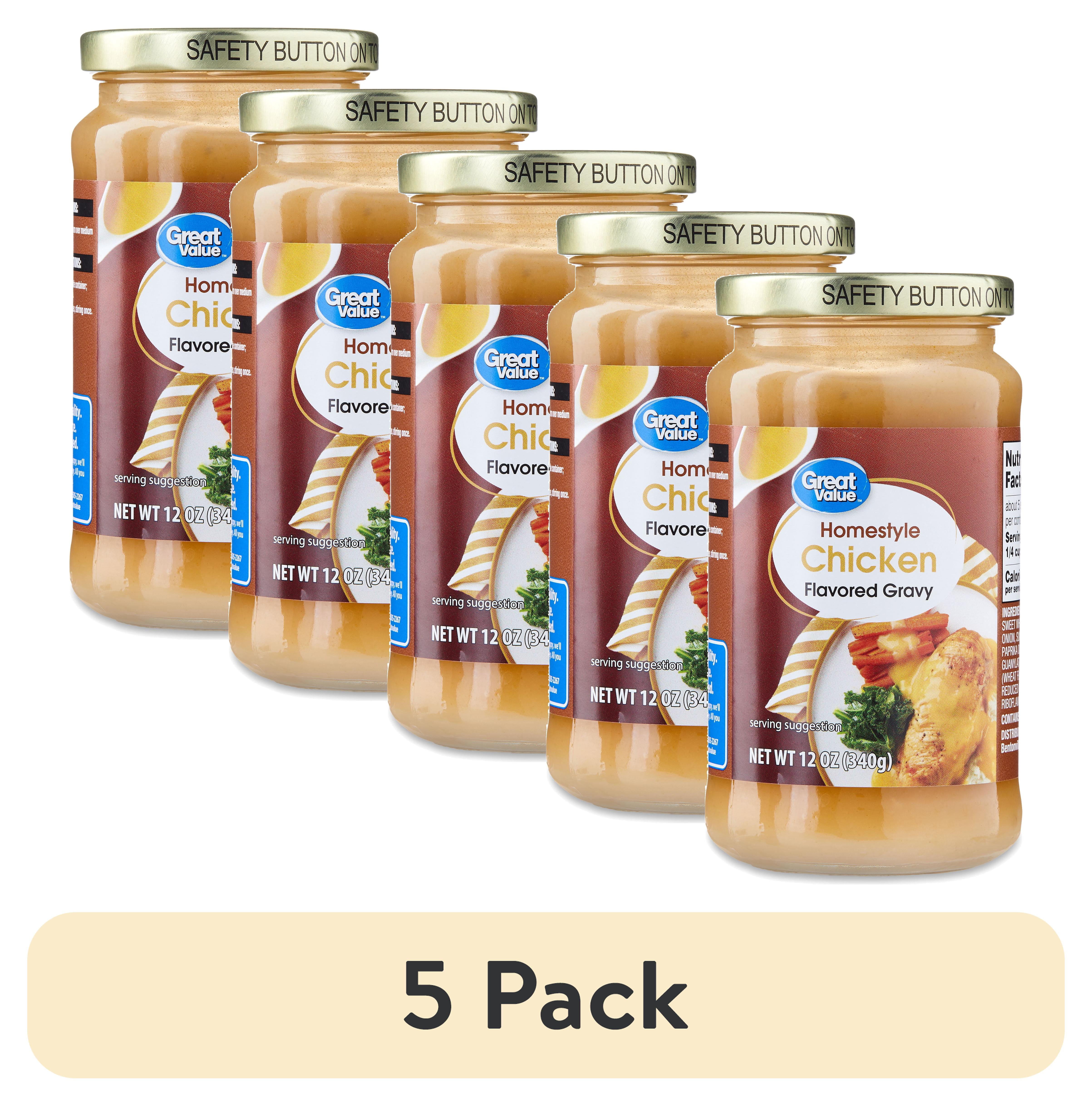 (5 pack) Great Value Homestyle Chicken Flavored Gravy, 12 oz Glass Jar