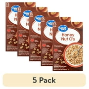 (5 pack) Great Value Honey Nut O's Oat Breakfast Cereal, 21.6 oz