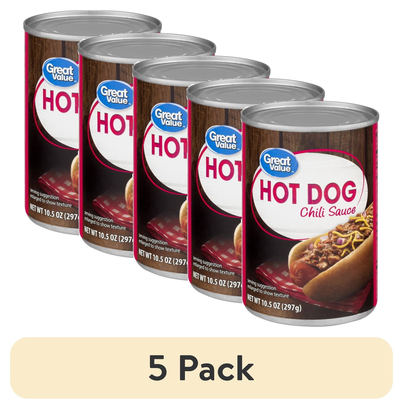 (5 pack) Great Value Hot Dog Chili Sauce, 10.5 oz Can
