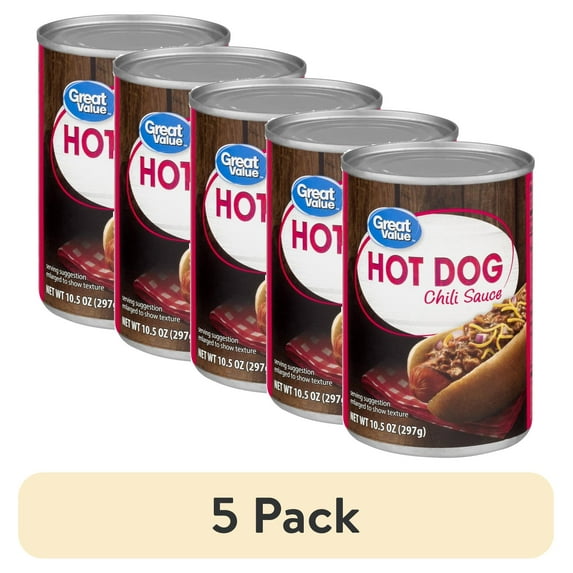 (5 pack) Great Value Hot Dog Chili Sauce, 10.5 oz, Can