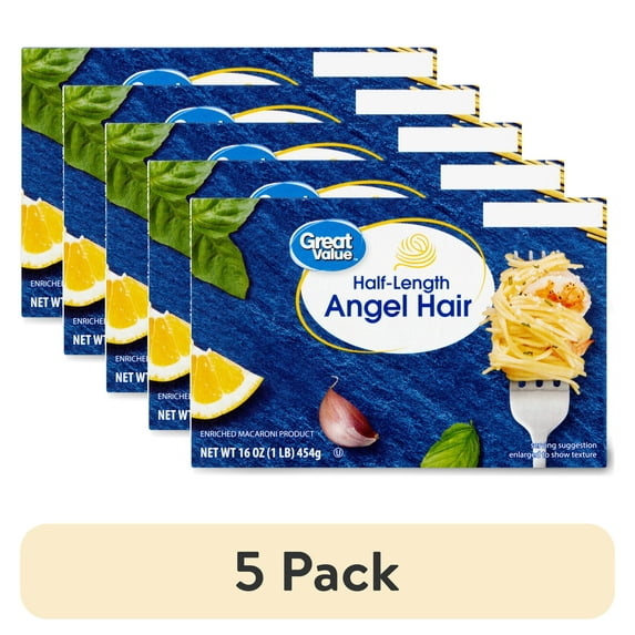 (5 pack) Great Value Pot Perfect Angel Hair Pasta, 16 oz