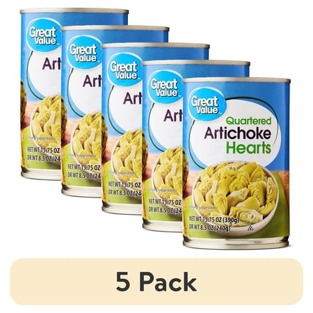 (5 pack) Great Value Quartered Artichoke Hearts, 13.75 oz