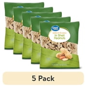 (5 pack) Great Value Salted & Roasted in Shell Peanuts, 20 oz