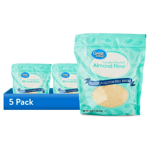 (5 pack) Great Value Superfine Blanched Almond Flour, 16 oz