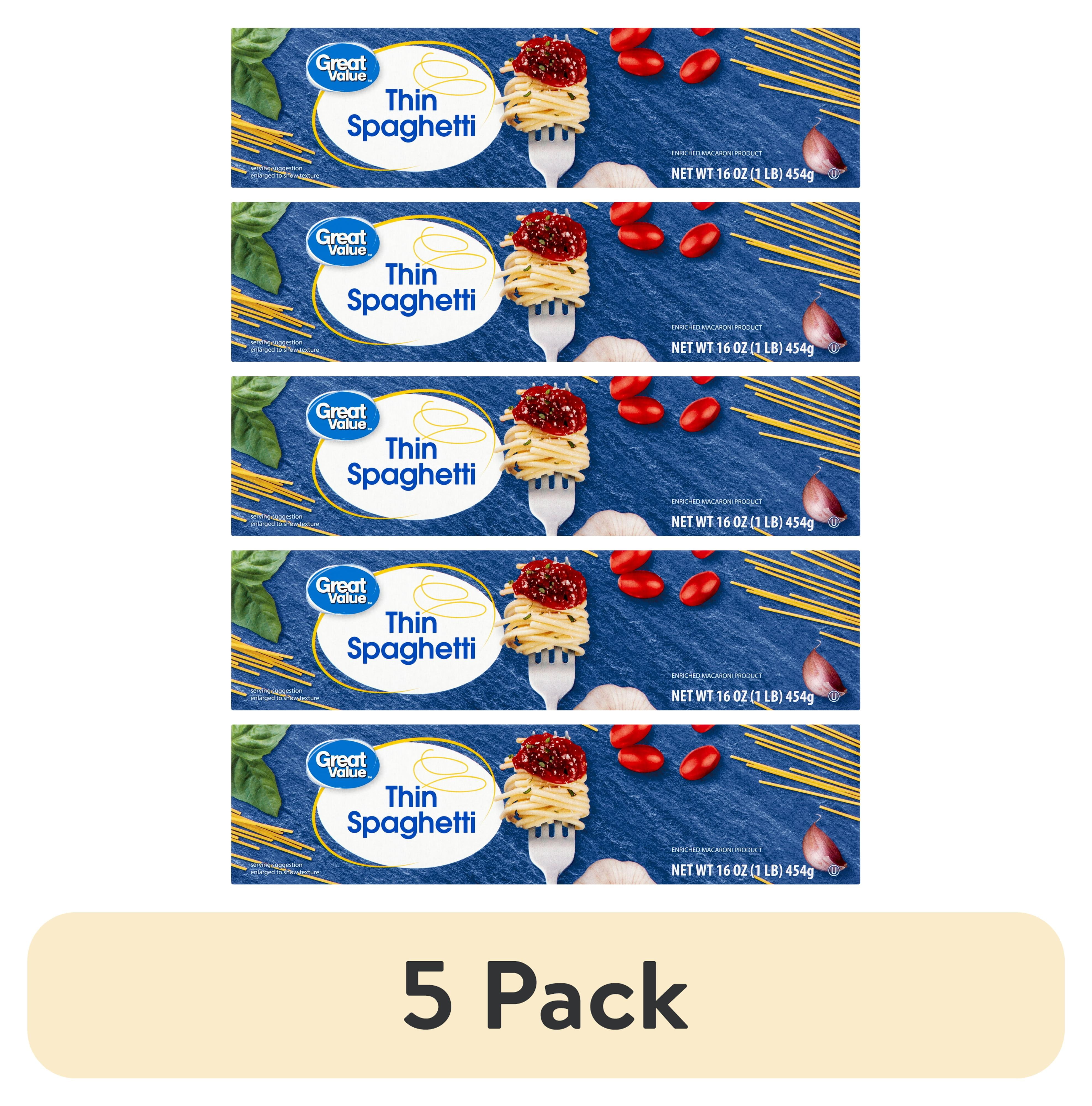 (5 pack) Great Value Thin Spaghetti, 1 lb