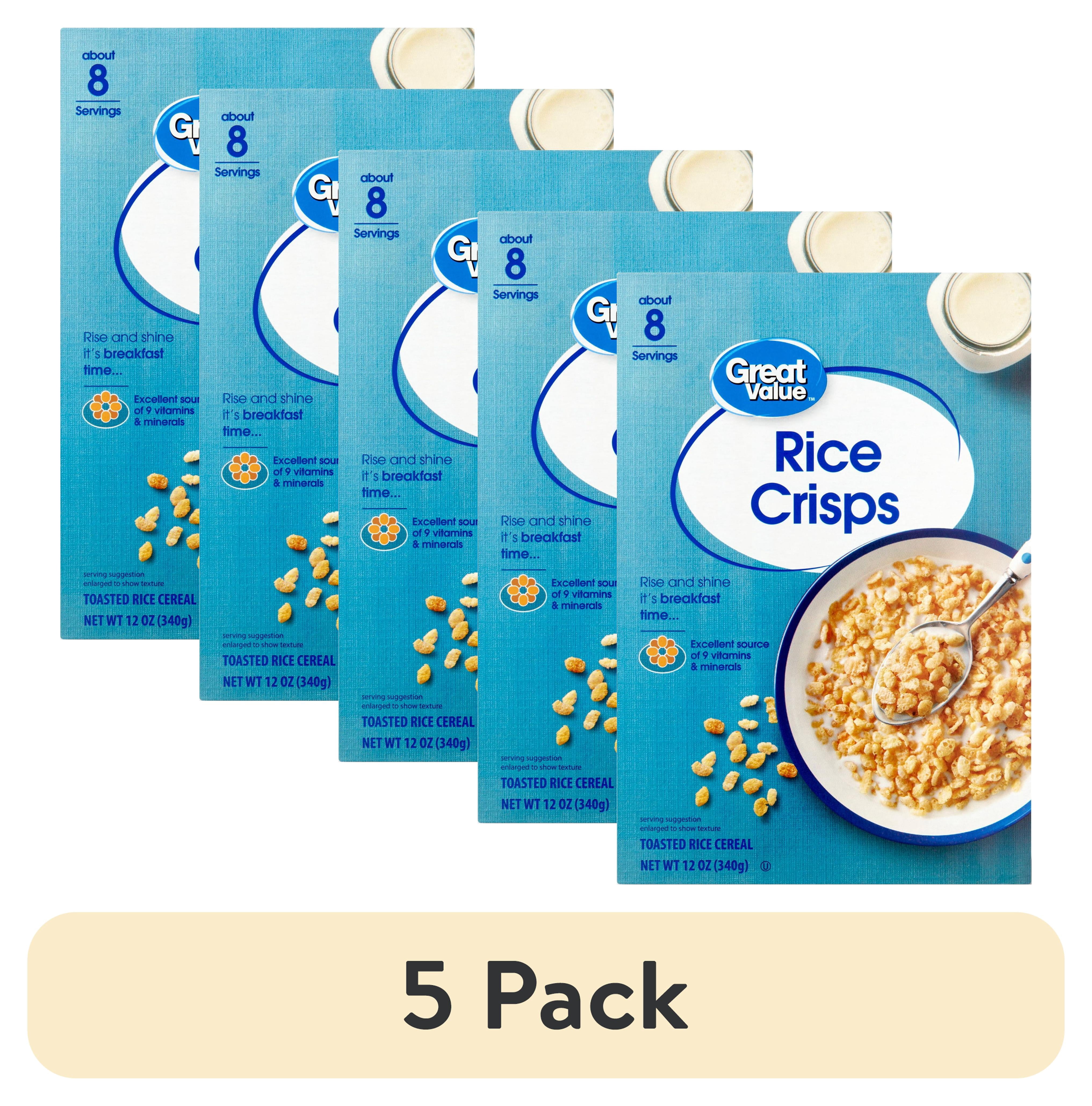 (5 pack) Great Value Toasted Rice Crisps Breakfast Cereal, 12 oz