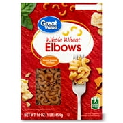 (5 pack) Great Value Whole Wheat Elbows Pasta, 16 oz