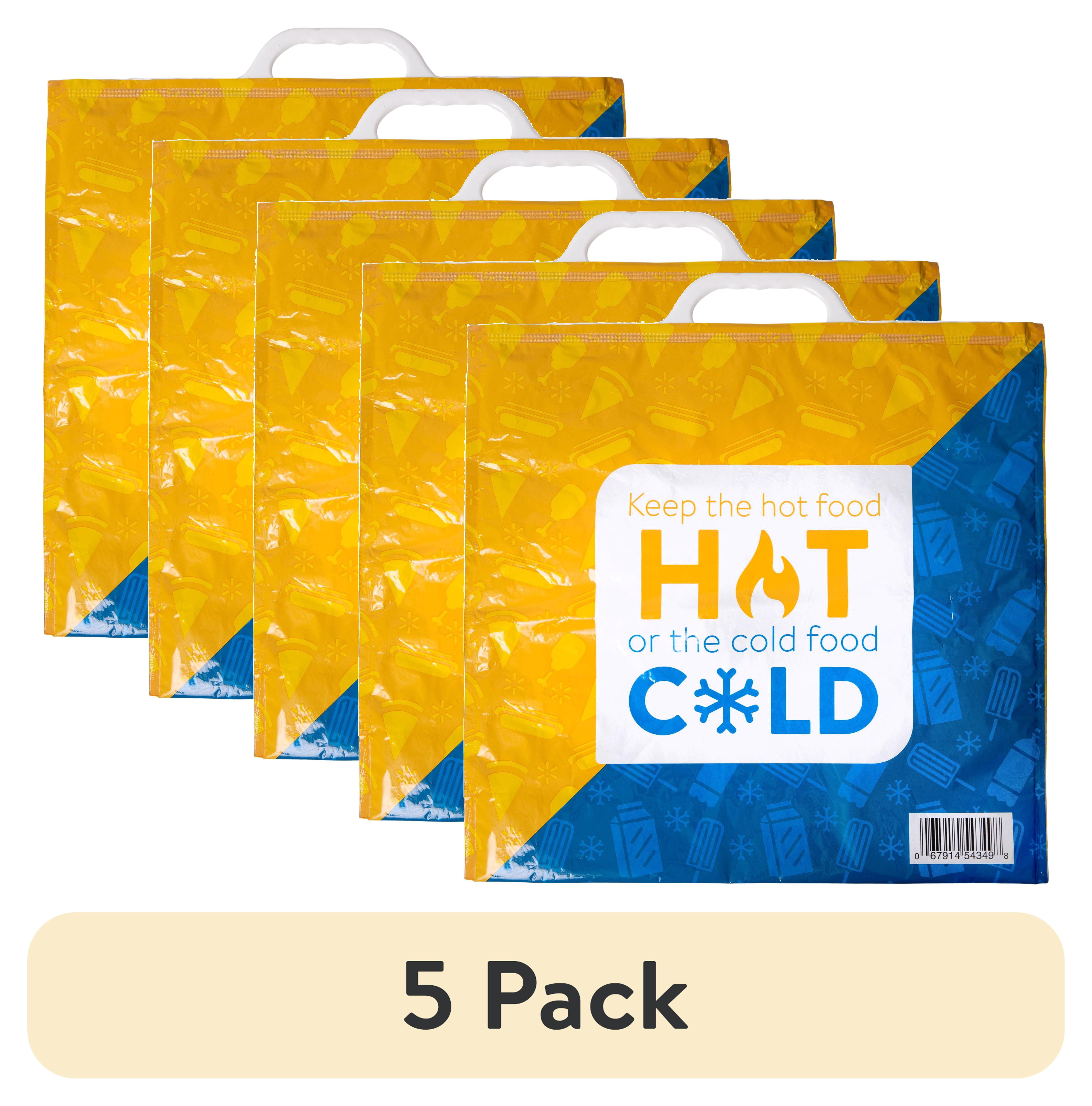 (5 pack) Walmart Insulated Reusable Shopping Bag Grocery Cooler Tote, Blue/Yellow