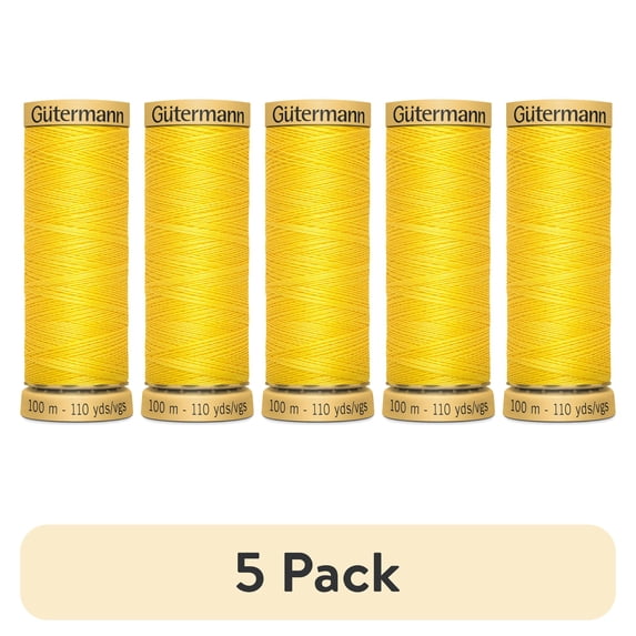 (5 pack) Gutermann 110 Yd Natural Cotton Thread-Canary Yellow