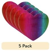 (5 pack) Gwen Studios Embroidered Rainbow Heart Iron-on Patch Applique, 3" x 3"