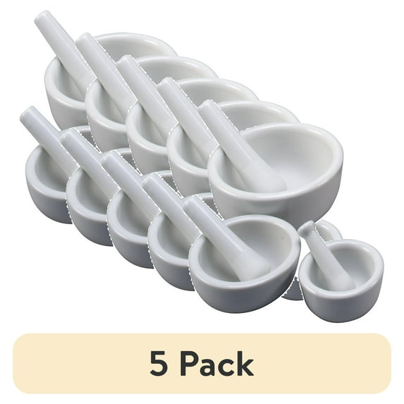(5 pack) HIC Mortar and Pestle Spice Herb Grinder Pill Crusher Set, Fine-Quality Porcelain, Set of 3