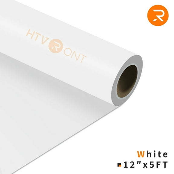(5 pack) HTVRONT 12" x 5ft Heat Transfer Vinyl White HTV Rolls for T-Shirts, Clothing and Textiles, Easy Transfers