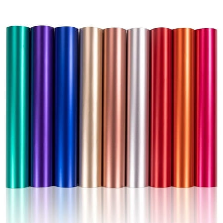 (5 pack) HTVRONT Matte Metallic Vinyl Permanent, 9 PCS 12"x12" Metallic Vinyl Sheets - Permanent Adhesive Vinyl for Cutting Machine & Silhouette Cameo