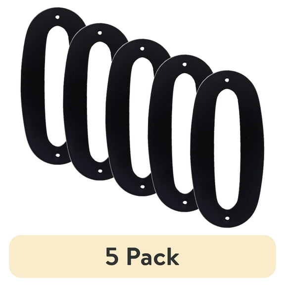 (5 pack) HY-KO 4" Black Plastic Modern Number 0