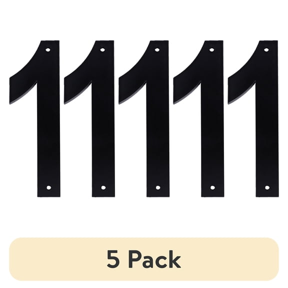 (5 pack) HY-KO 4" Black Plastic Modern Number 1