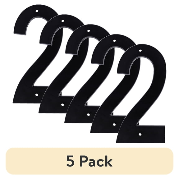 (5 pack) HY-KO 4" Black Plastic Modern Number 2