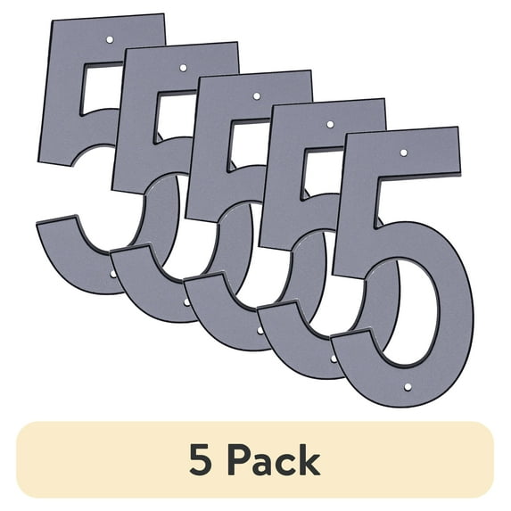 (5 pack) HY-KO 4" Reflective Plastic Modern Number 5