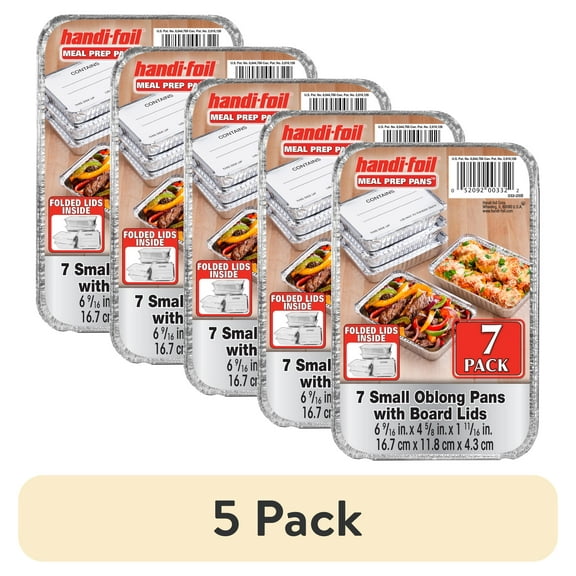 (5 pack) Handi-Foil Aluminum Meal Prep Pan with Folded Lids 7 Count