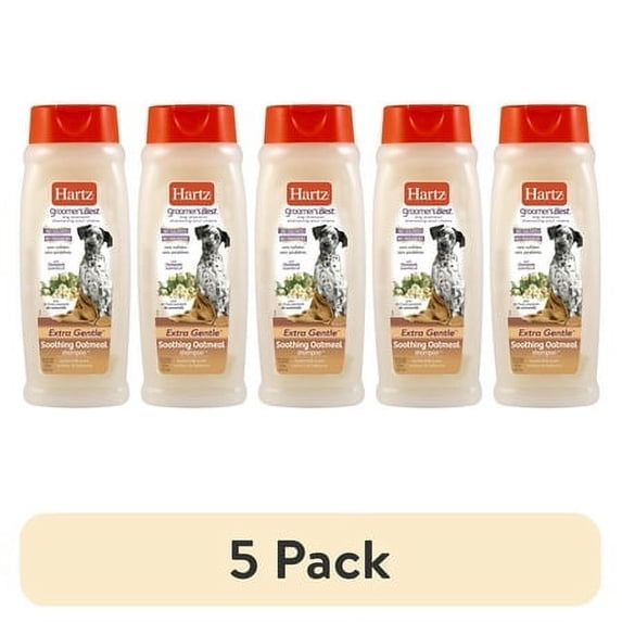 (5 pack) Hartz Groomer's Best Extra Gentle Soothing Oatmeal Shampoo for Dogs with Chamomile Essential Oil, Buttermilk Scent, 18 fl oz