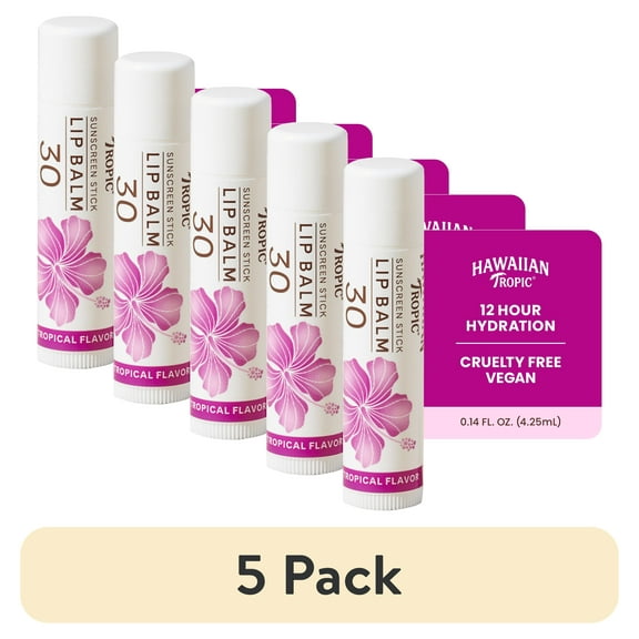 (5 pack) Hawaiian Tropic Tropical Lip Balm SPF 30, 0.14oz