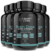 5 pack Health Dose Brain Dose Premium Nootropics - Mental Focus, Natural Energy & Vitamins - Caffeine-Free, 60-Count - For Men & Women.