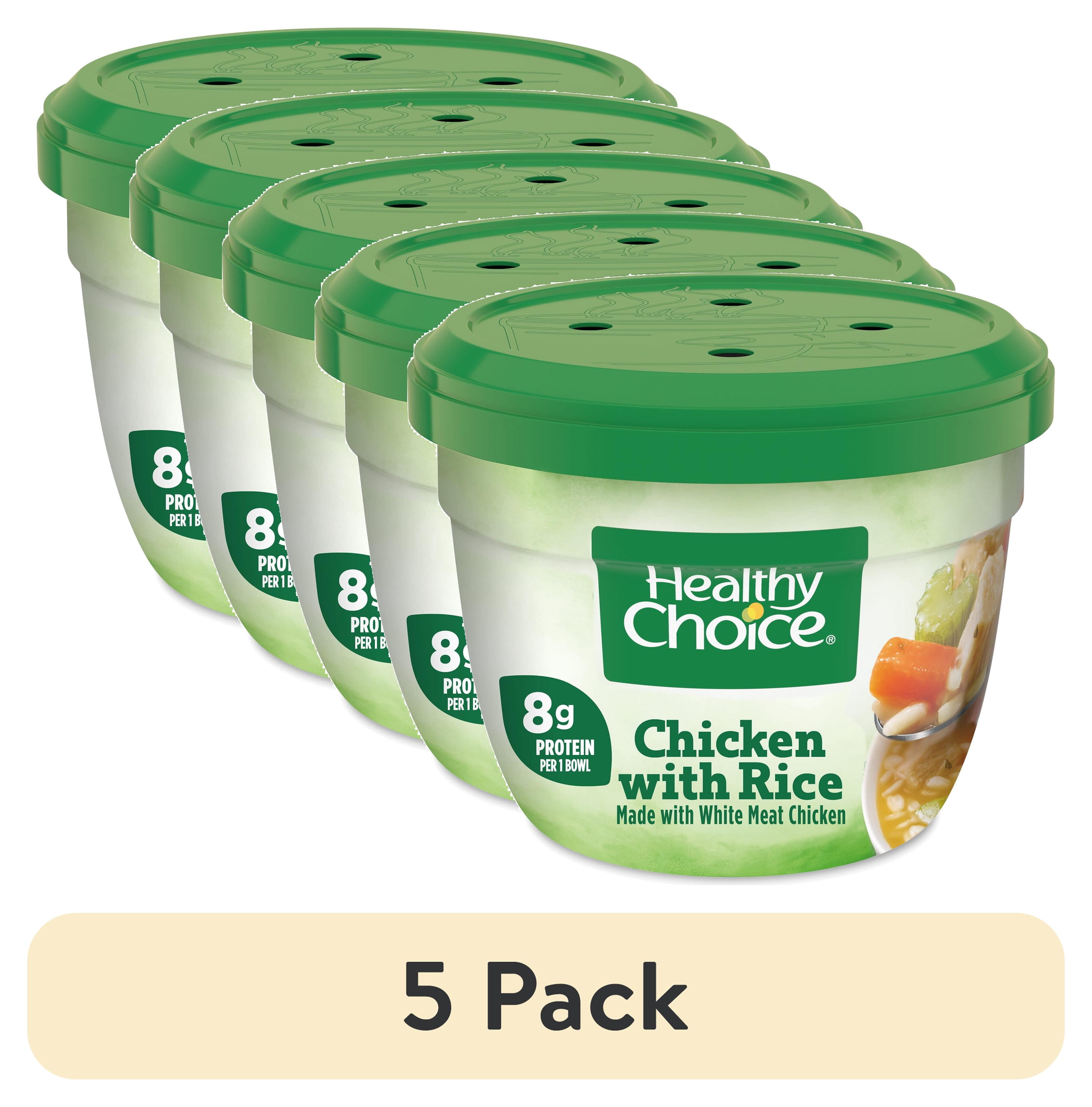 (5 pack) Healthy Choice Chicken With Rice Soup, Microwave Bowl, 14 oz.