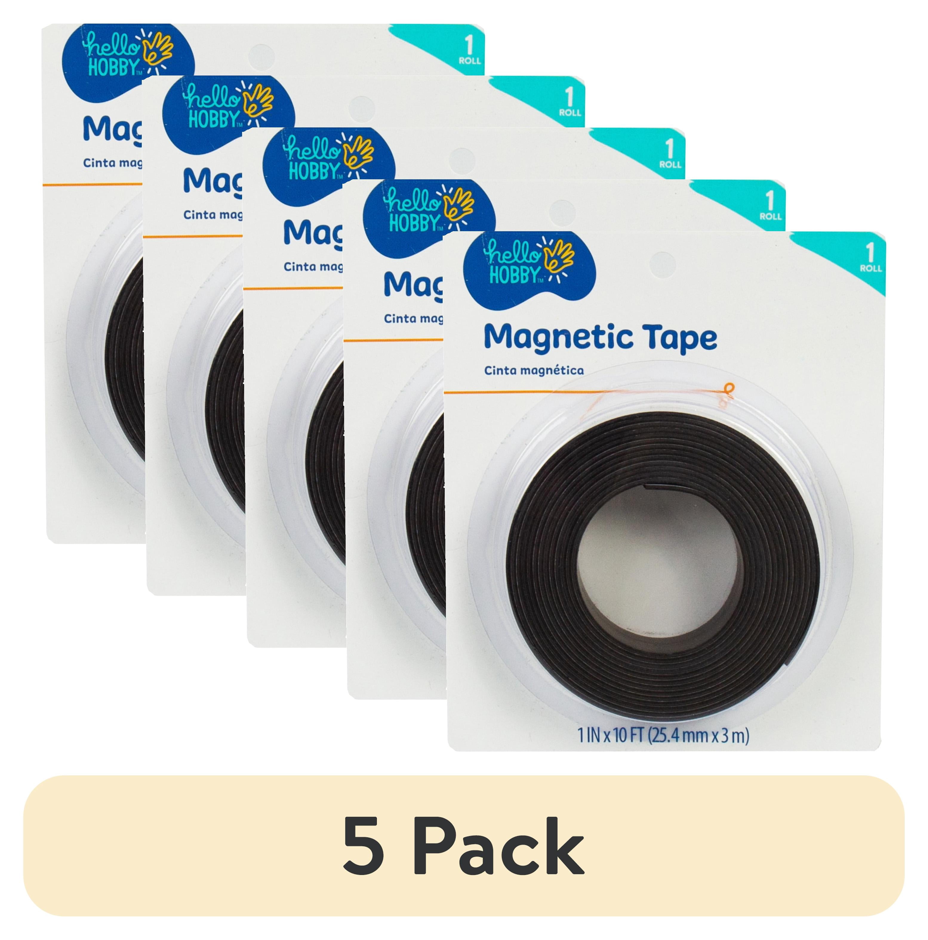 (5 pack) Hello Hobby 1-inch Magnet Tape, Light Duty for Crafts & Photos, 1 Roll, 10 ft.