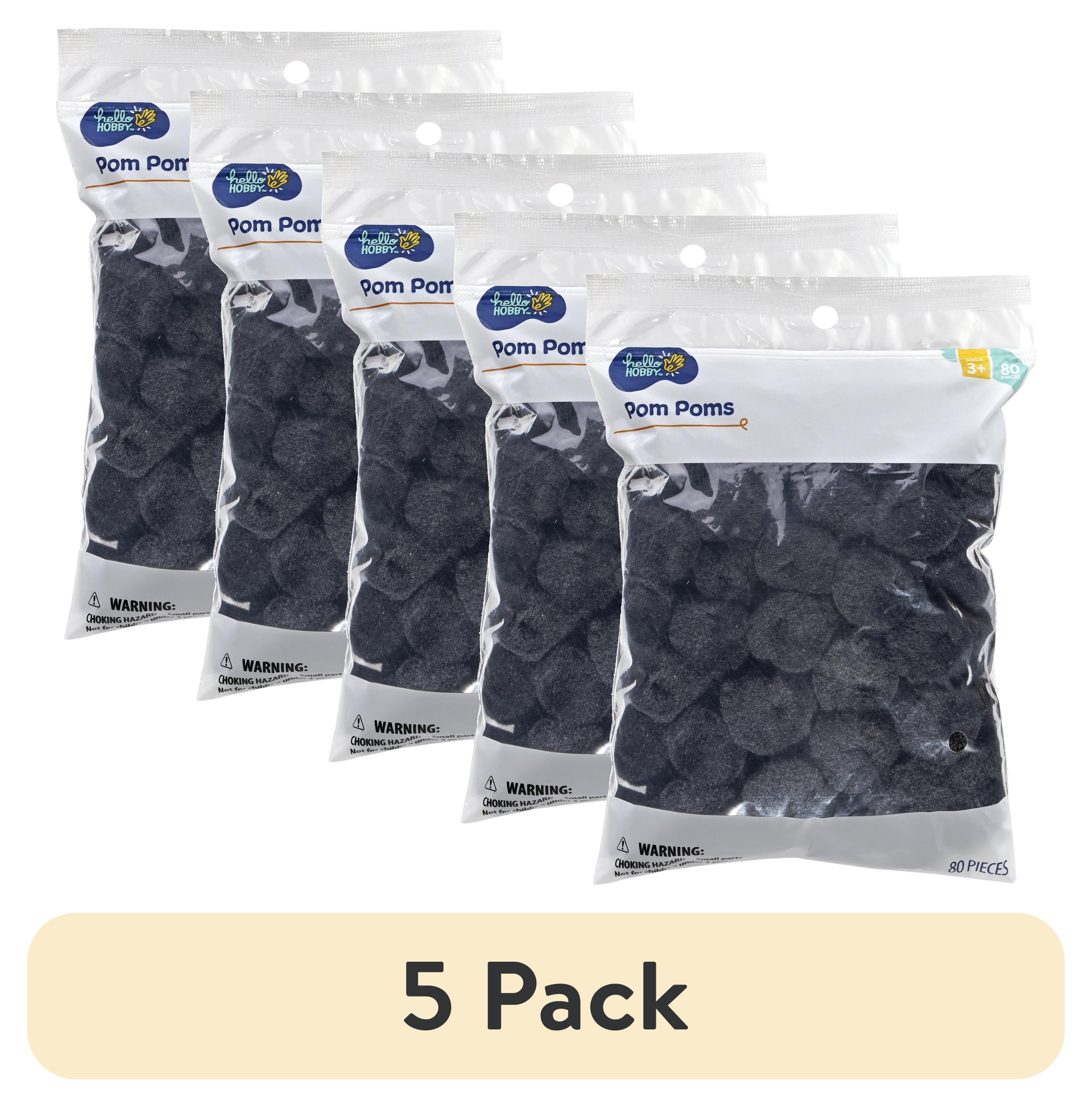 (5 pack) Hello Hobby Black Craft Pom Poms, 80 Piece