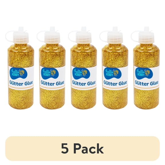 (5 pack) Hello Hobby Gold Glitter Glue, 2.9 oz., Boys and Girls, Child, Ages 6+