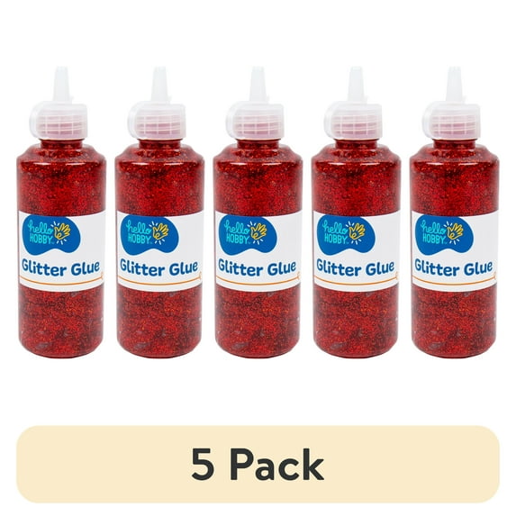 (5 pack) Hello Hobby Red Glitter Glue, 2.9 oz.
