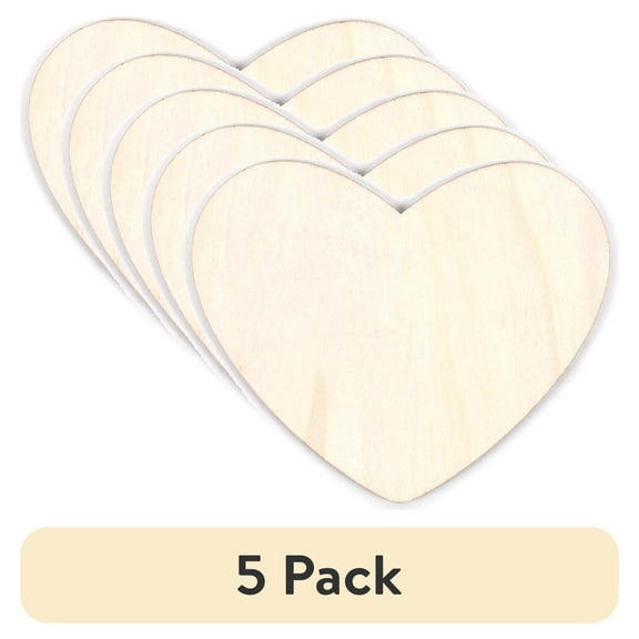 (5 pack) Hello Hobby Wooden Heart Shape, 0.07 lbs