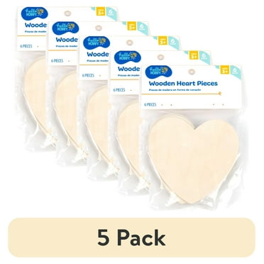 (5 pack) Hello Hobby Wooden Hearts, 6-Pack, Boys and Girls, Child, Ages 3+