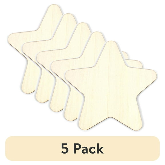 (5 pack) Hello Hobby Wooden Star Shape