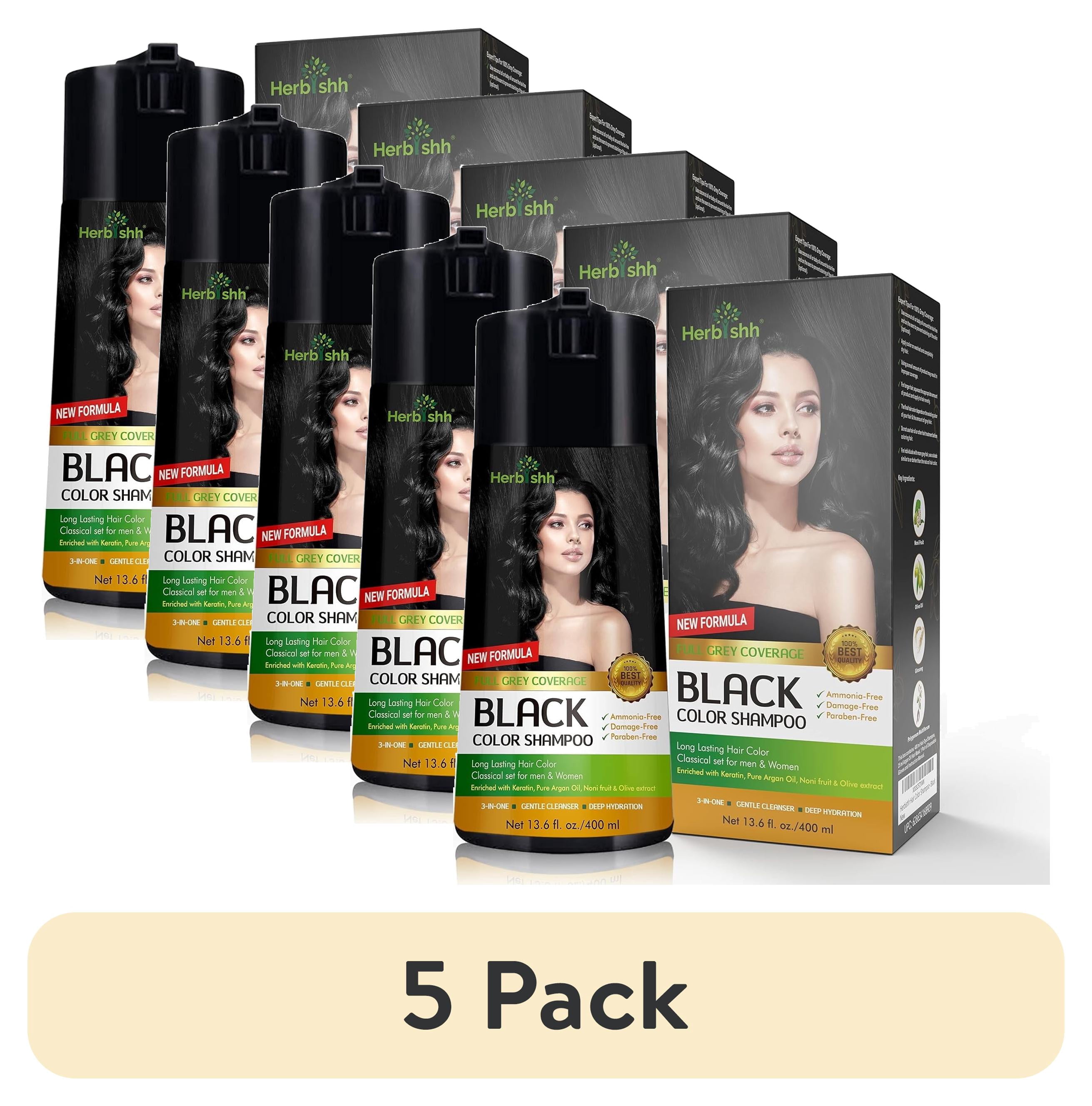 (5 pack) Herbishh Black Hair Color Shampoo for Gray Hair – Enriched Color Shampoo Hair Dye Formula – Hair Dye Shampoo and Conditioner – Long Lasting & DIY