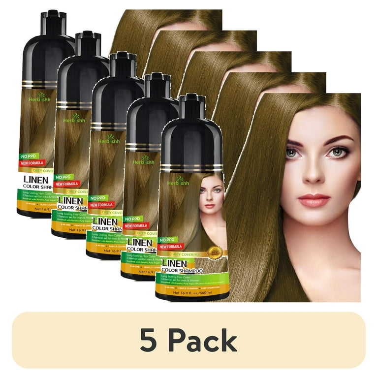 5 pack) Herbishh Hair Color Shampoo for Gray Hair, Permanent, Men 5 pack) Herbishh Hair Color Shampoo for Gray Hair, Permanent, Men
