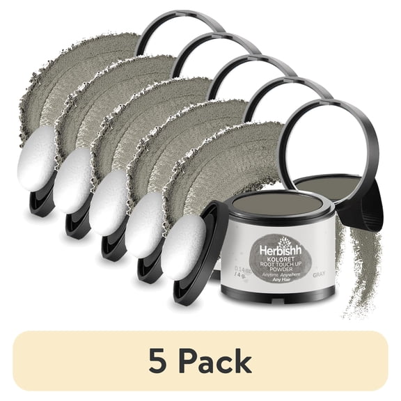 (5 pack) Koloret Root Touch Up Powder Gray Powder for Women & Men, Instant Root Cover Up for Gray Coverage, Hairline Concealer for Thinning Hair & Bald Spots, Water-Resistant & Smudge-Proof, 4g