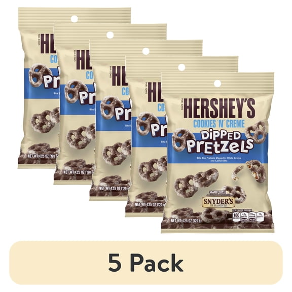 (5 pack) Hershey's, Cookies 'n' Creme Dipped Pretzels, 4.25 oz