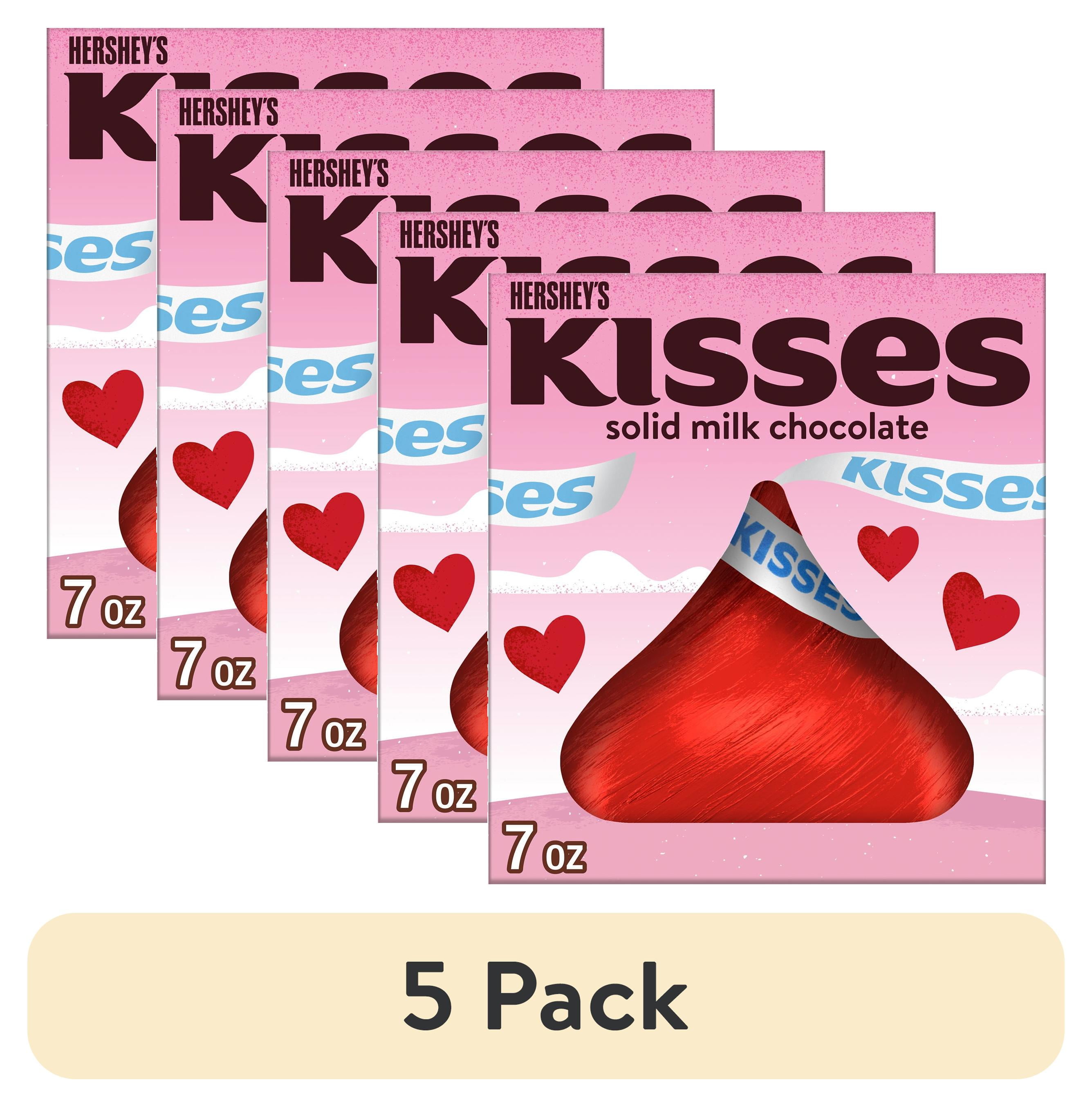 5 pack) HERSHEY'S KISSES Solid Milk Chocolate, Valentine's Candy